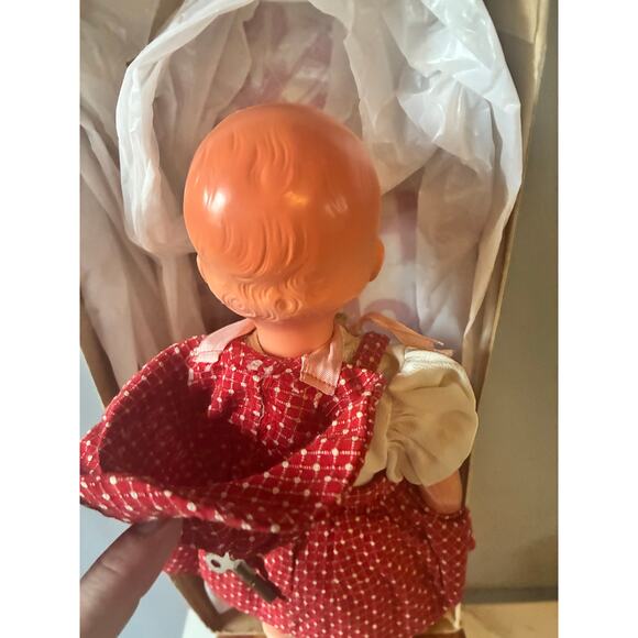 Vintage Curtis Wind-Up Doll in Original Box – Red Gingham Outfit Works Rare 50s - Picture 7 of 11